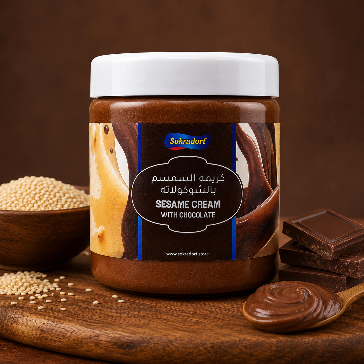 Healthy Chocolate Sesame Spread (Healthy Chocolate Halawa Spread)